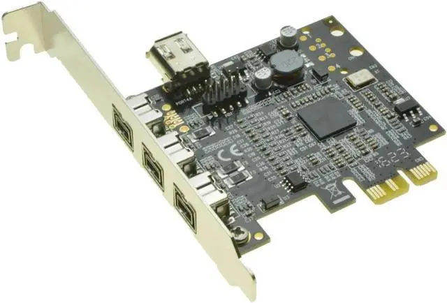 Alt view image 4 of 6 - 3 ports 1394B + 1 shared 6Pin 1394A PCI-e Controller card PCIe to external Firewire 800 IEEE 1394b Port
