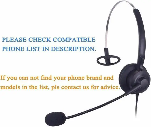 Alt view image 3 of 6 - Aomoproing Wantek Call Center Headset Headphone with Mic for Avaya 1416 2420 5410 Aastra 6757i Mitel 5330 NEC Aspire DT300 IP Telephones