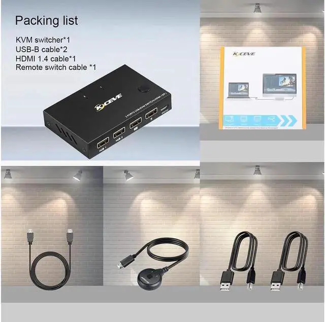 Alt view image 6 of 7 - HDMI KVM Switch, DP+HDMI 2 Port KVM Switch, HDMI and Displayport USB Switch for 2 Computers Share One Set Keyboard Mouse Printer and One Monitor, 4K @30Hz with DP to HDMI Function