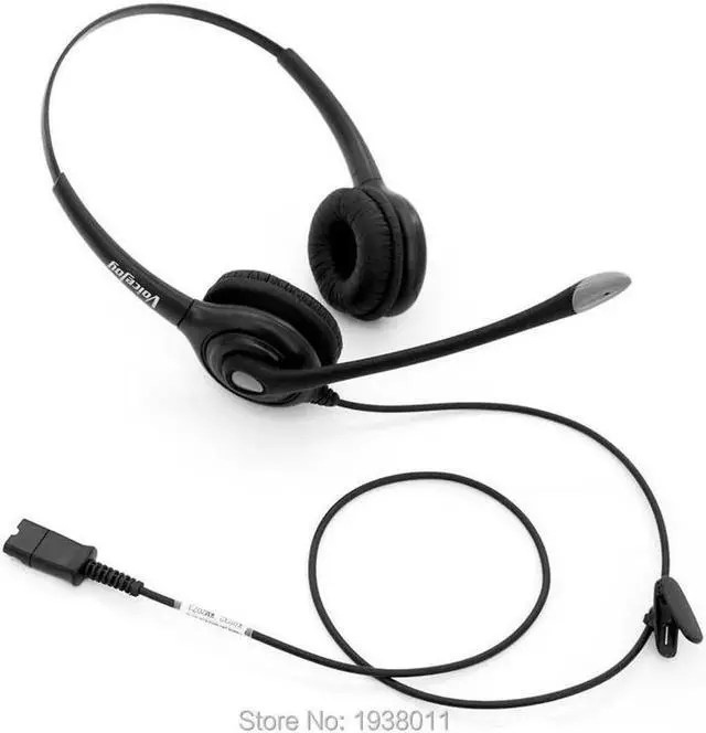 Alt view image 4 of 5 - Aomoproing Binaural RJ9/RJ10 connector headset wtih QD (Quick Disconnect) cable Noise canceling Telephone headset call center headset