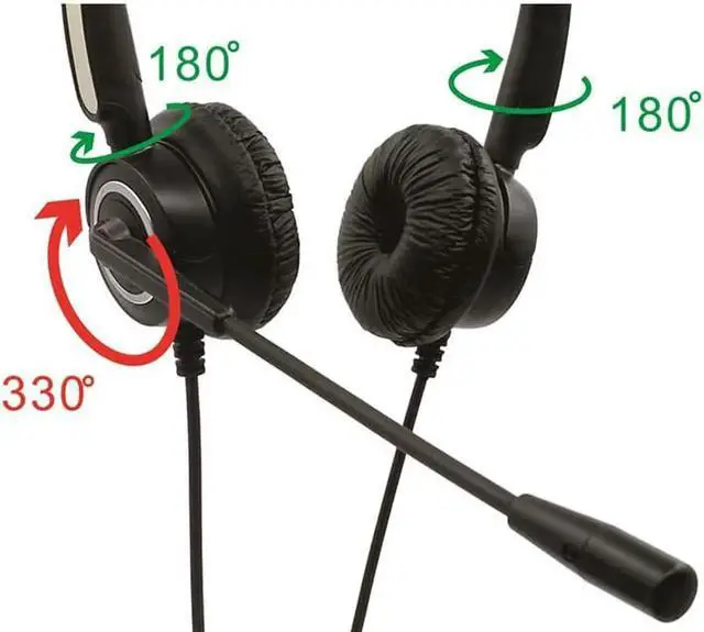 Alt view image 2 of 5 - Aomoproing Professional light weight headset for call center office headset with micophone RJ9 plug phone headset Binaural noise cancelling