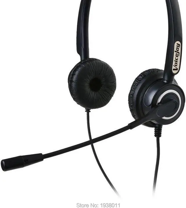 Alt view image 3 of 5 - Aomoproing Professional light weight headset for call center office headset with micophone RJ9 plug phone headset Binaural noise cancelling