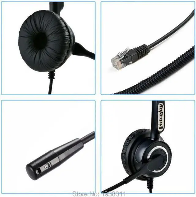 Alt view image 5 of 5 - Aomoproing Professional light weight headset for call center office headset with micophone RJ9 plug phone headset Binaural noise cancelling