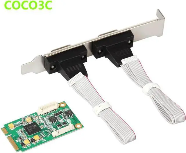 Alt view image 4 of 6 - Mini PCIe 2 RS422 485 ports Controller card mini PCI-e to DB9 adapter For Min ITX mPCIE XR17V352