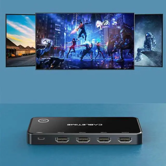 Alt view image 6 of 6 - HDMI Switcher 3 in 1 KVM 4K 60Hz HDR Switch Button No Screen Delay for HD Display Laptop Screen Expansion C421