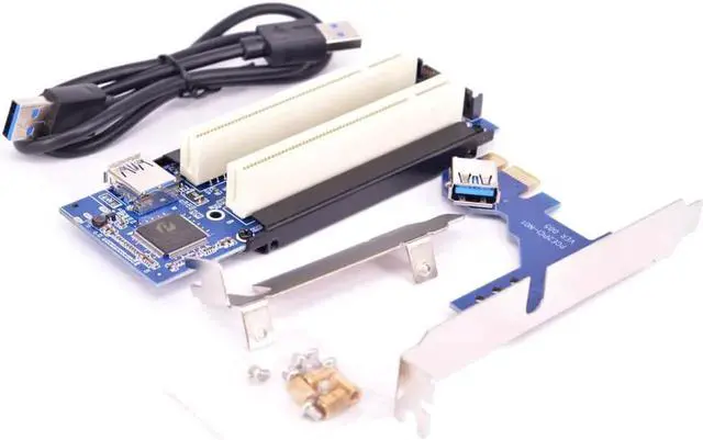 Alt view image 2 of 5 - Converter PCIe x1 x4 x8 x16 to Dual PCI slots adapter, pci express to 2 pci card