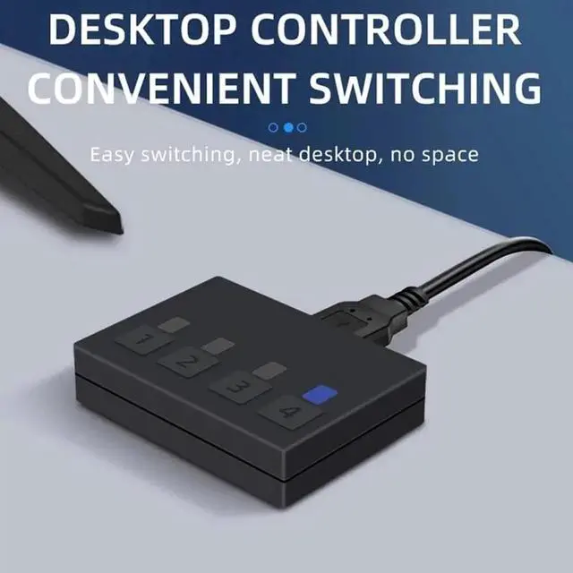 Alt view image 2 of 6 - 4K HDMI KVM Switch 4 in 1 out 4K 60Hz HDMI USB KVM Switcher 4x1 for 4 PC Share Monitor Mouse Keyboard with Desktop Controller