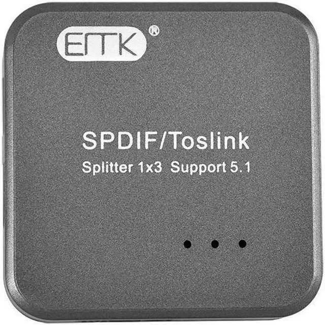 Alt view image 3 of 4 - Audio Splitter Digital SPDIF Toslink Splitter 1 Input 3 Output Optical Splitter Adapter Box support 5.1 Speaker DVD (3 Simultaneous Outputs)