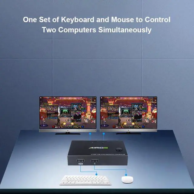 Alt view image 5 of 5 - 2 Ports USB 2.0 KVM Switcher Splitter Box for 2 PC Sharing Printer Keyboard Mouse USB PC Switch Box Video Display