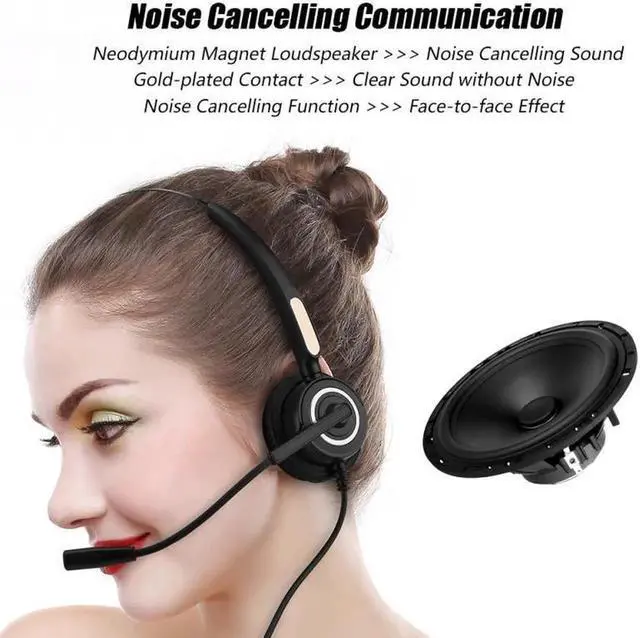 Alt view image 6 of 6 - Aomoproing Fashionable Call Center USB Headset Light Weight Noise Cancelling USB Call Center Headset with Microphone