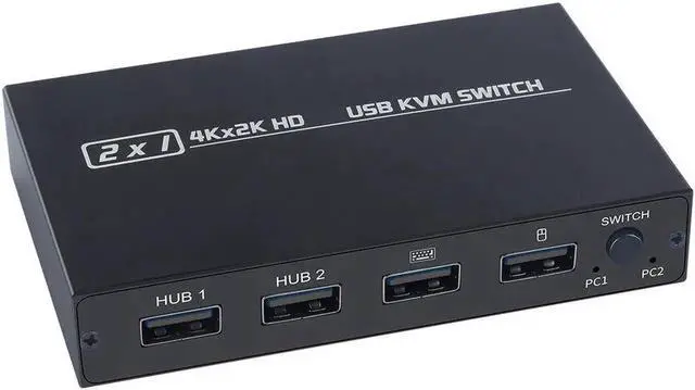 Alt view image 2 of 6 - 4K KVM Switch HDMI-compatible 2 Port Box For Computer Cable Keyboard Mouse share EDID / HDCP Printer Plug and Play