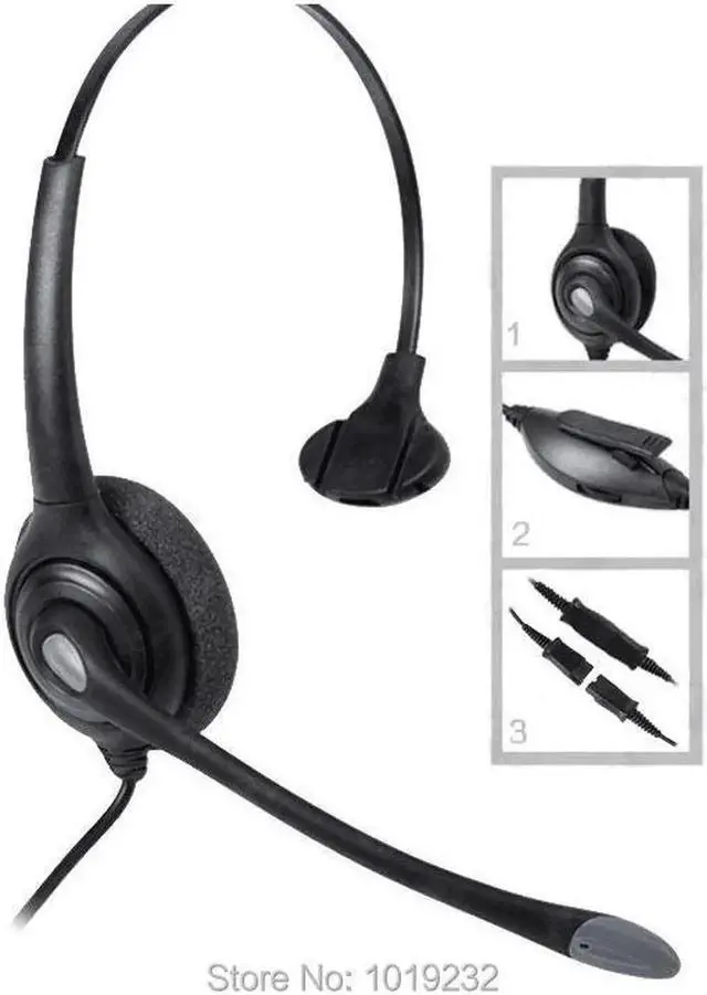 Main image of Aomoproing RJ09 RJ11 call center headset with RJ9 plug ,QD cable+ Volume+Mute telephone headset RJ9 plug,or 2.5mm plug or dual 3.5mm plug