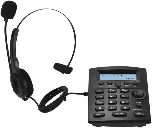 Alt view image 5 of 6 - Aomoproing HST-8000 Telefon Headset Telephone Telefone Call Center Telephone Set With Protecting Earphone Flexible Microphone LCD Display