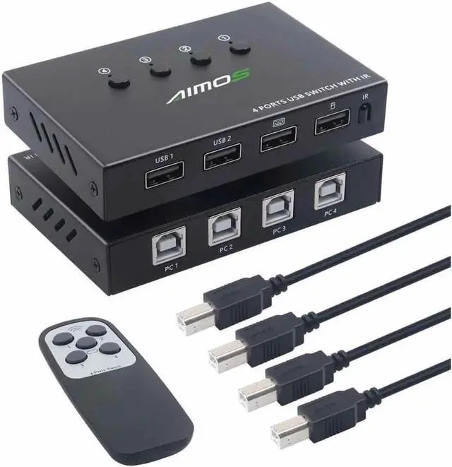 Alt view image 3 of 7 - USB 2.0 KVM Switch Splitter Box 4 in 4 Out USB KVM Switch, 4 PCs Sharing 4 USB Devices 2.0 Switch Switcher For PC Computer Printer Keyboard Mouse