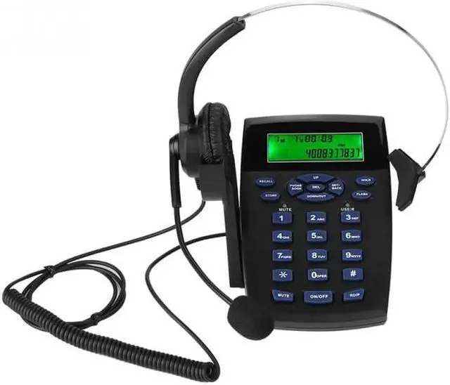 Alt view image 5 of 6 - Aomoproing Headset Telephone Caller ID Display Function Call Center Telephone Noise Cancelling Headset for Office