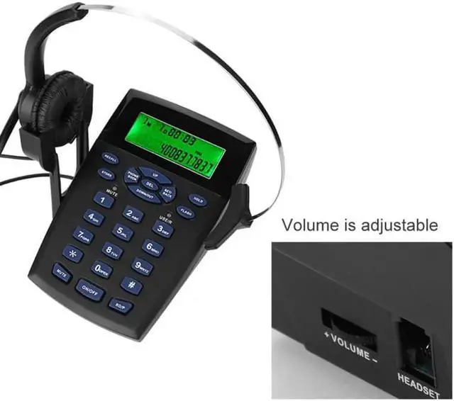 Alt view image 2 of 6 - Aomoproing Headset Telephone Caller ID Display Function Call Center Telephone Noise Cancelling Headset for Office