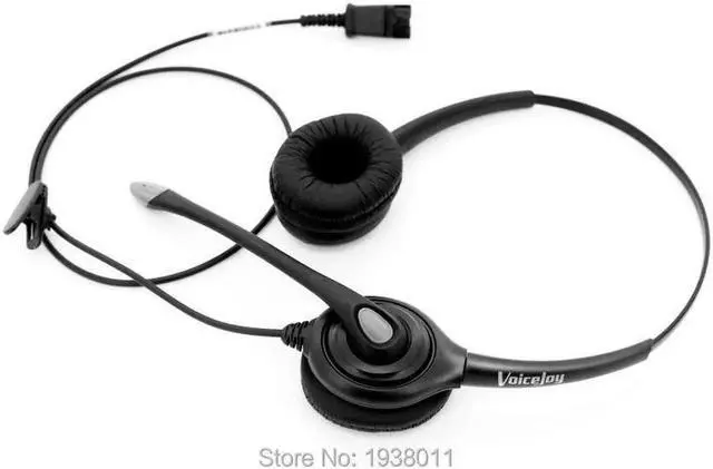 Alt view image 4 of 5 - Aomoproing Volume+Mute+ Binaural RJ9/RJ10 plug headset wtih QD (Quick Disconnect) cable Noise canceling Telephone headset for call center