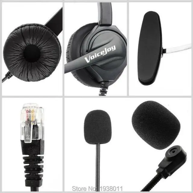 Alt view image 3 of 3 - Aomoproing RJ9 4P4C plug phone Headset for Call Center AVAYA 24XX 46XX Nortel Mitel Aastra Aspire Hybrex RJ11 plug office headset