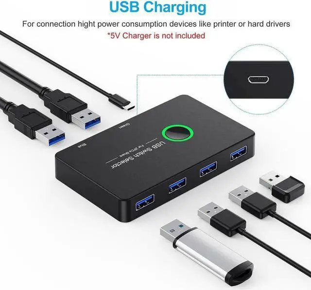 Alt view image 4 of 6 - HDMI-Compatible USB KVM Switch Connector USB 3.0 Switcher 2 PC Sharing 4 Device USB Hub For Monitor Keyboard Mouse Printer