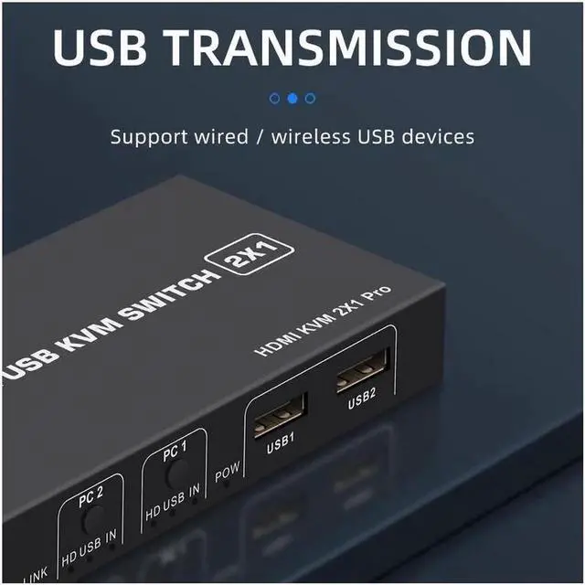 Alt view image 3 of 6 - 2 Ports HDMI KVM Switch USB HDMI KVM Switcher 4Kx2K@30Hz HDMI 1.4 for 2 Computer host sharing Monitor Mouse Keyboard Hub USB Device for PC Laptop Win7 Win10 MAC