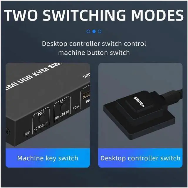 Alt view image 6 of 6 - 2 Ports HDMI KVM Switch USB HDMI KVM Switcher 4Kx2K@30Hz HDMI 1.4 for 2 Computer host sharing Monitor Mouse Keyboard Hub USB Device for PC Laptop Win7 Win10 MAC