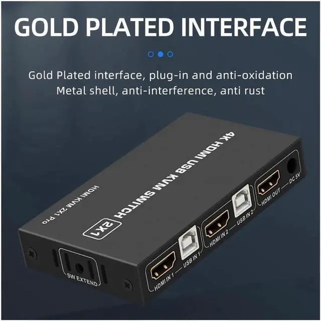 Alt view image 2 of 6 - 2 Ports HDMI KVM Switch USB HDMI KVM Switcher 4Kx2K@30Hz HDMI 1.4 for 2 Computer host sharing Monitor Mouse Keyboard Hub USB Device for PC Laptop Win7 Win10 MAC