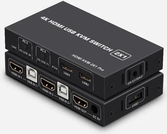 Main image of 2 Ports HDMI KVM Switch USB HDMI KVM Switcher 4Kx2K@30Hz HDMI 1.4 for 2 Computer host sharing Monitor Mouse Keyboard Hub USB Device for PC Laptop Win7 Win10 MAC