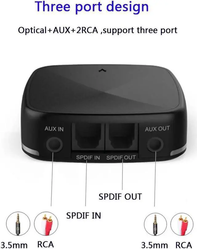 Alt view image 5 of 6 - 3.5mm Bluetooth Wireless Adapter 2-In-1 Bluetooth Transmitter Receiver support APT-X AAC Audio Adapter TV Transmitter