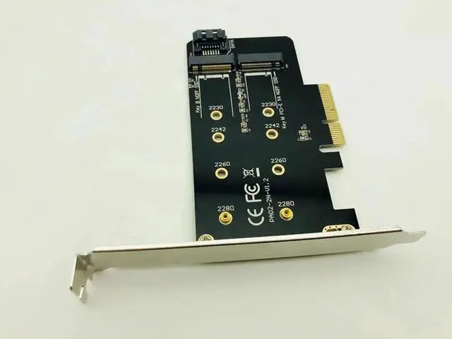 Alt view image 2 of 6 - PCIE to M2 Adapter M2 SSD NVME M Key SATA-based B Key to PCI-e 3.0 x 4 Controller Converter Card Support 2280 2260 2242 2230 M.2