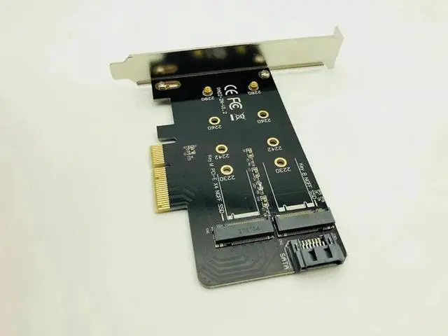 Alt view image 4 of 6 - PCIE to M2 Adapter M2 SSD NVME M Key SATA-based B Key to PCI-e 3.0 x 4 Controller Converter Card Support 2280 2260 2242 2230 M.2
