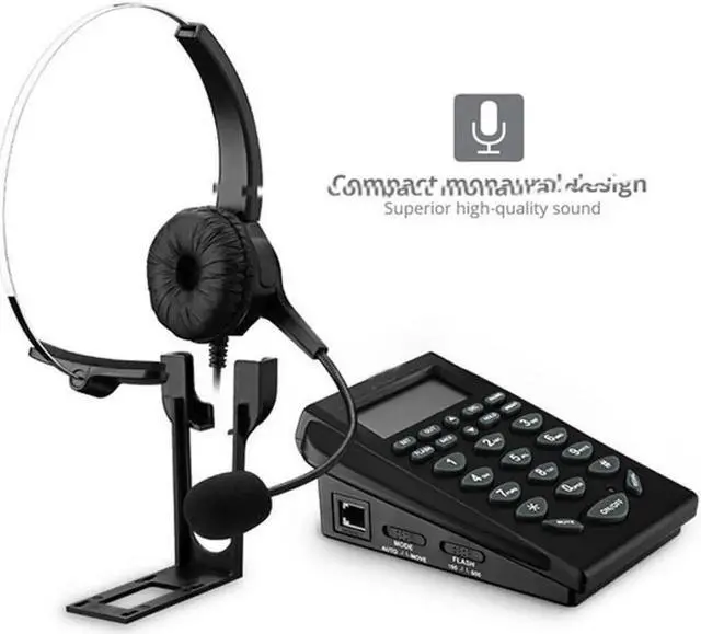 Alt view image 3 of 6 - Aomoproing Call Center Phone and Headset Noise Cancelling Office Corded Telephone Mic
