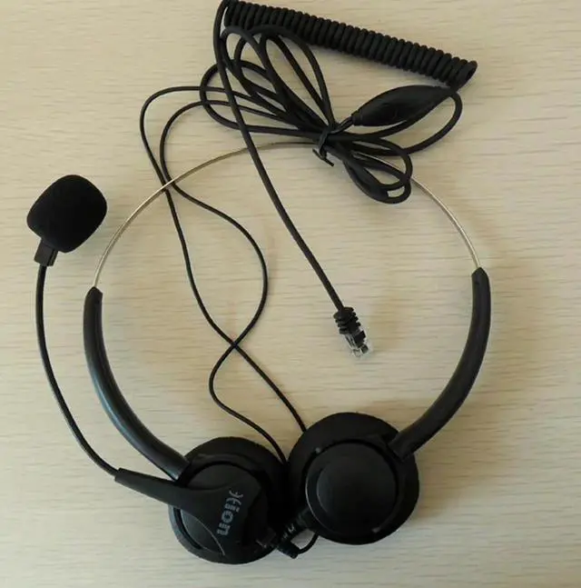 Alt view image 3 of 3 - Aomoproing FOR600B Professional Binaural Best headset for call center telephone corded phone