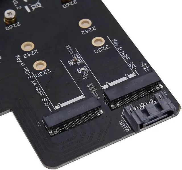 Alt view image 4 of 6 - 2 Slots Adapter Card M key M.2 NGFF SSD to PCI-E X4 Adapter and B key M.2 NGFF SSD to SATA Adapter with 2pcs Metal Sheet