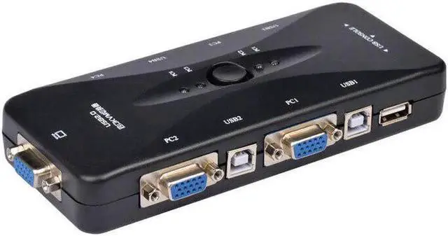 Alt view image 4 of 6 - 4 Port KVM USB Hub Switch Box Black Selector Adattatore con 4 pz Cavo VGA per PC Tastiera Mouse Monitor 1920*1440 commercio