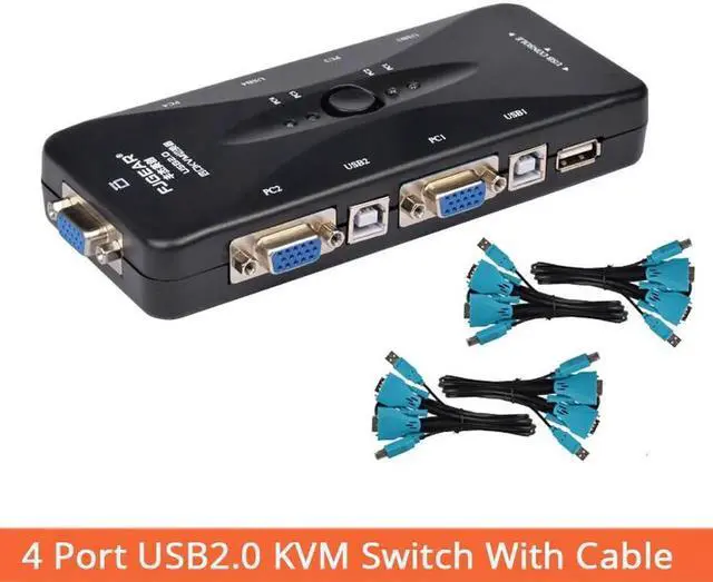 Main image of 4 Port KVM USB Hub Switch Box Black Selector Adattatore con 4 pz Cavo VGA per PC Tastiera Mouse Monitor 1920*1440 commercio