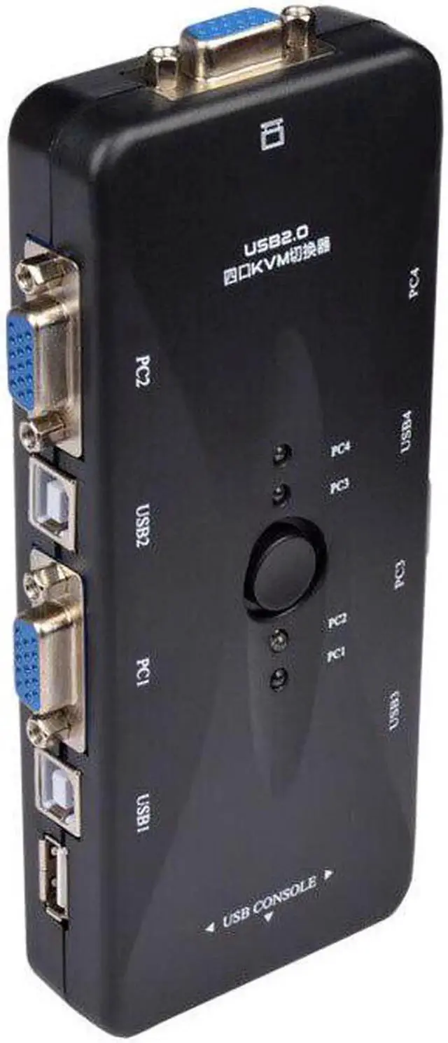 Alt view image 2 of 6 - 4 Port KVM USB Hub Switch Box Black Selector Adattatore con 4 pz Cavo VGA per PC Tastiera Mouse Monitor 1920*1440 commercio
