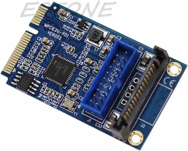 Alt view image 3 of 6 - Mini PCI-E to USB Adapter / PCIE to 19Pin SATA Dual USB3.0 Mini Expansion Card