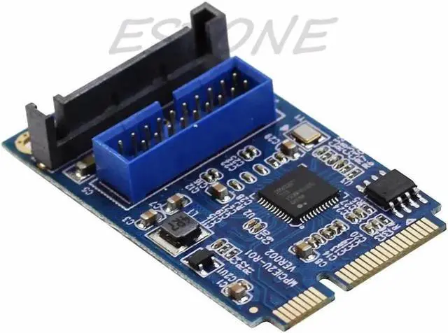 Alt view image 5 of 6 - Mini PCI-E to USB Adapter / PCIE to 19Pin SATA Dual USB3.0 Mini Expansion Card