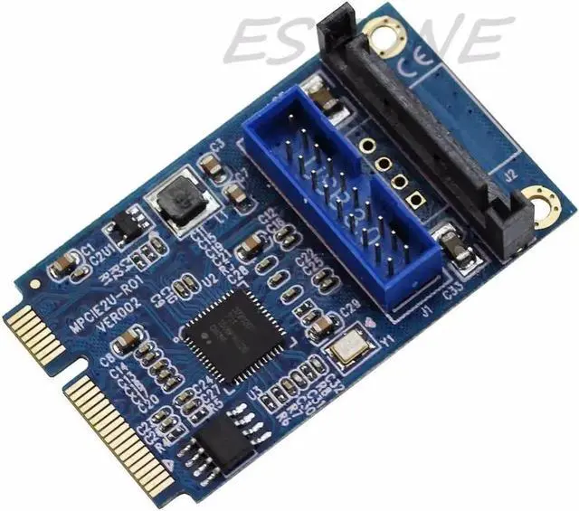 Alt view image 6 of 6 - Mini PCI-E to USB Adapter / PCIE to 19Pin SATA Dual USB3.0 Mini Expansion Card