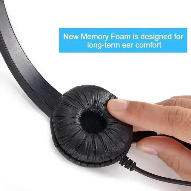 Alt view image 3 of 5 - Aomoproing RJ9 Headset for Call Center Avaya 24XX 46XX Series Nortel Aastra Adtran BT Alcatel Lucent Interquartz Ascom phones