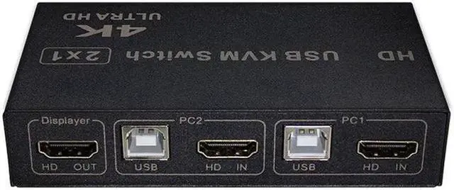 Alt view image 6 of 6 - USB KVM-H2 Converter 4K*2K 30Hz 1080P 2 In 1 Out Ultra Video Switcher Support HDCP PS4 Monitor Keyboard Mouse