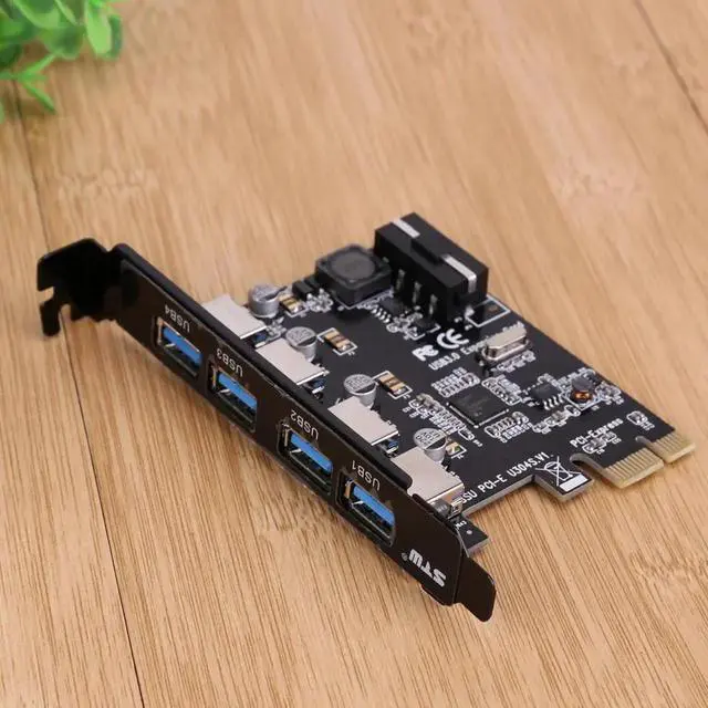 Alt view image 3 of 6 - 4 Port PCI-E To USB3.0 Hot Swap Plug and Play Converter Extender Card PCI-E 2.0 standard NEC Chipset PCIE Expansion Card