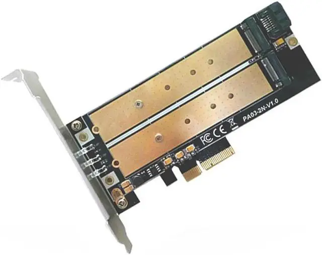 Alt view image 3 of 6 - PCI-E 4X to M2 SSD Adapter B Key M.2 NGFF M key NVME SSD PCI-E Dual Interface Card LED Low Profile Bracket Support 2230-22110 M2