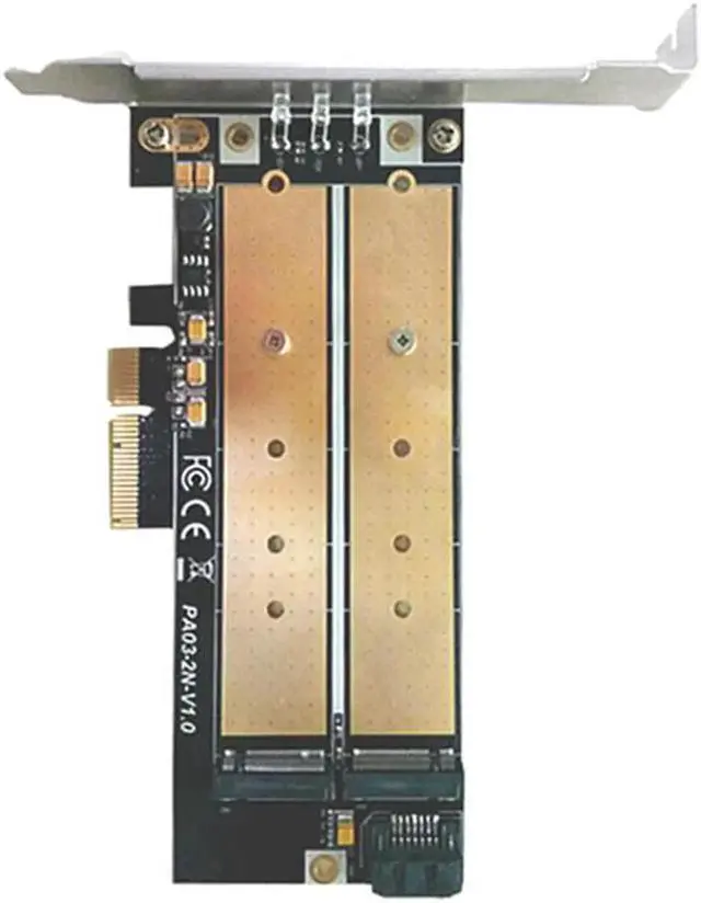Alt view image 5 of 6 - PCI-E 4X to M2 SSD Adapter B Key M.2 NGFF M key NVME SSD PCI-E Dual Interface Card LED Low Profile Bracket Support 2230-22110 M2