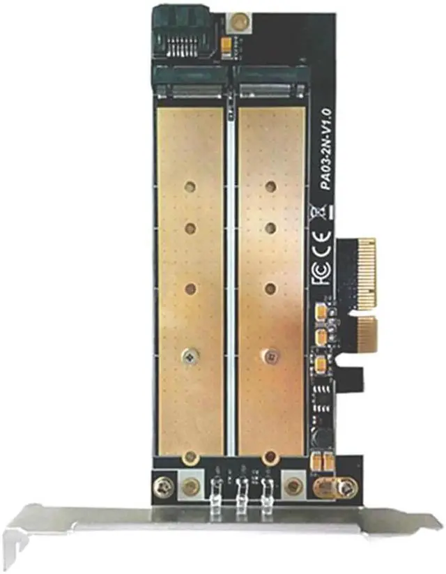 Alt view image 6 of 6 - PCI-E 4X to M2 SSD Adapter B Key M.2 NGFF M key NVME SSD PCI-E Dual Interface Card LED Low Profile Bracket Support 2230-22110 M2