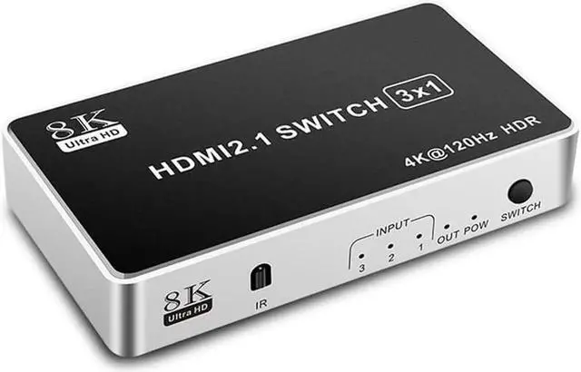 Main image of 3 Ports 8K HDMI Switcher 3 In 1 Out HDMI 2.1 Version 240HZ Ultra-high Refresh Rate 3-port Switch