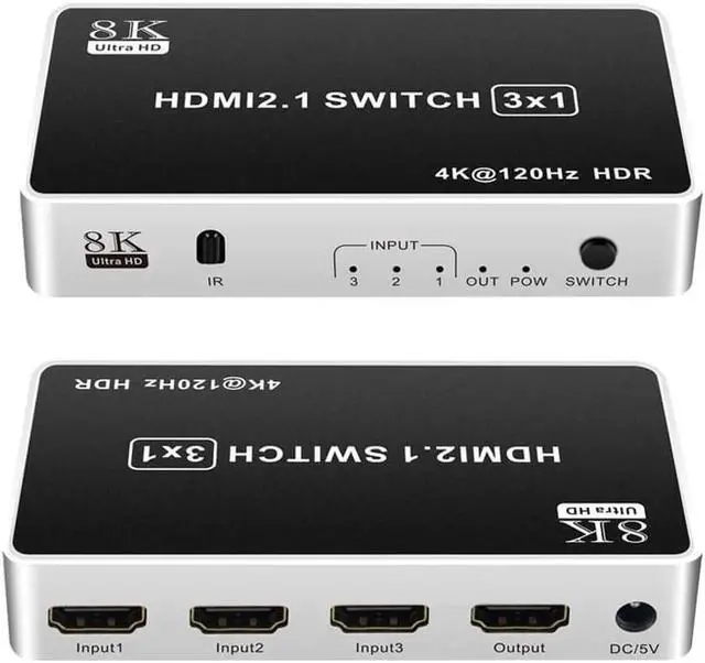 Alt view image 4 of 7 - 3 Ports 8K HDMI Switcher 3 In 1 Out HDMI 2.1 Version 240HZ Ultra-high Refresh Rate 3-port Switch