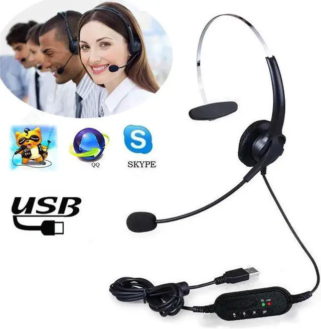 Main image of Aomoproing 5pcs USB Call Center Stereo Headset with MIC Microphone for Computer Desktop Laptop PC USB Connection SKYPE earphone headphone