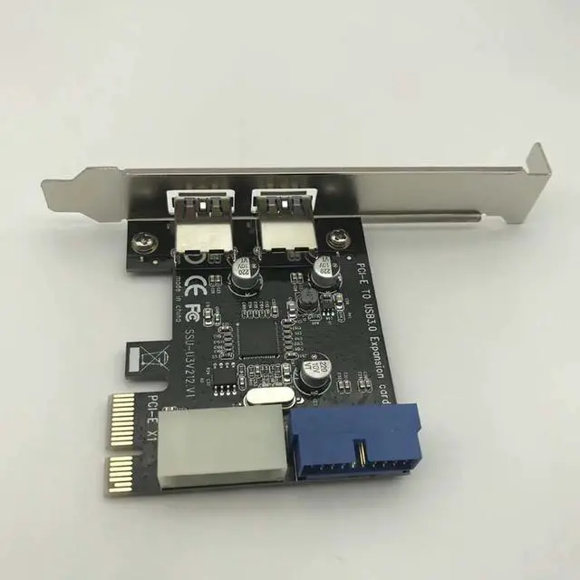 Alt view image 6 of 6 - 5Gbps USB 3.0 PCI E Expansion Card Adapter External 2 Port USB3.0 Hub Internal 19pin Header PCI E Card 4pin IDE Power Connector