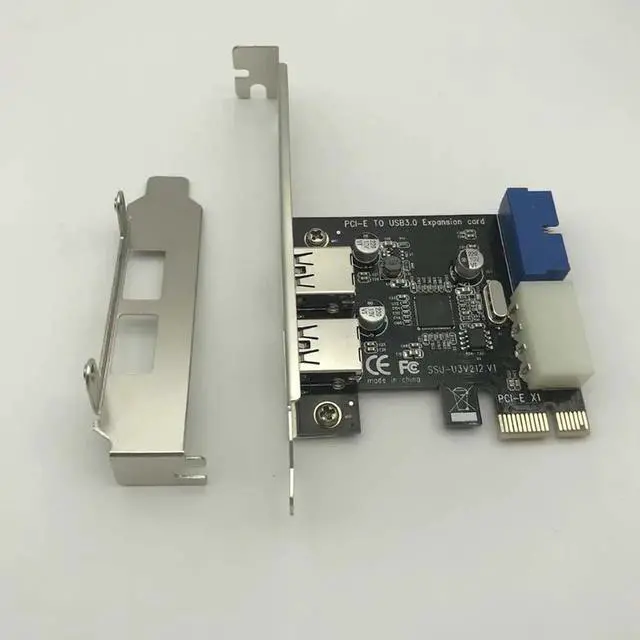 Alt view image 2 of 6 - 5Gbps USB 3.0 PCI E Expansion Card Adapter External 2 Port USB3.0 Hub Internal 19pin Header PCI E Card 4pin IDE Power Connector